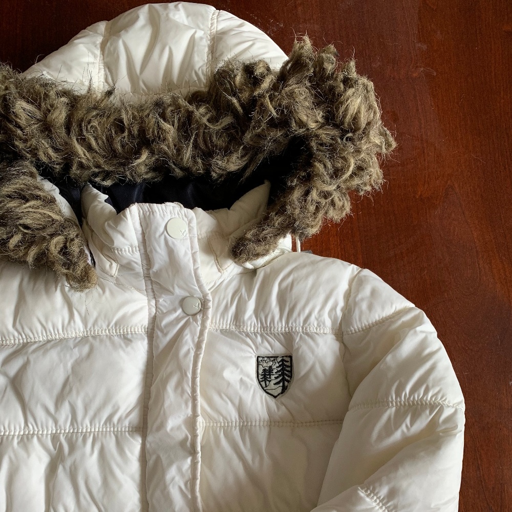 American Eagle Down Puffer Coat with Fur Hood